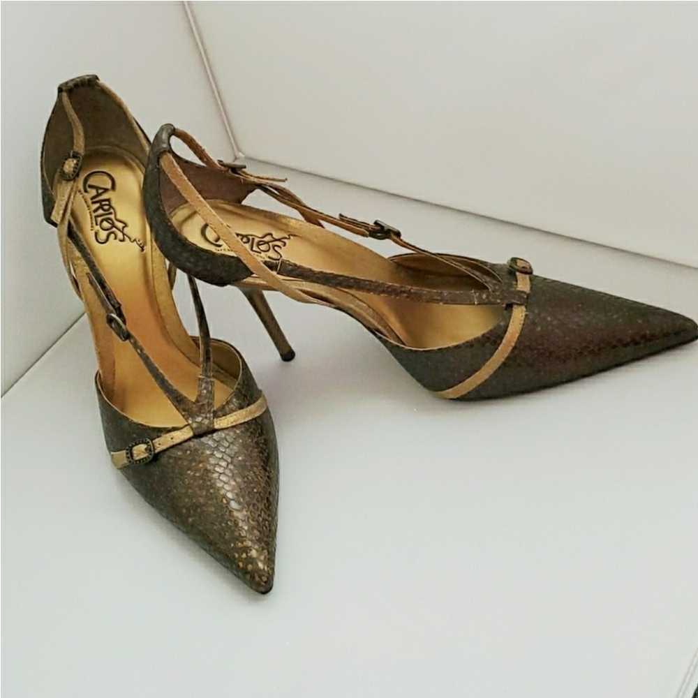 Carlos Santana Expose Heels Bronze Brown 8.5